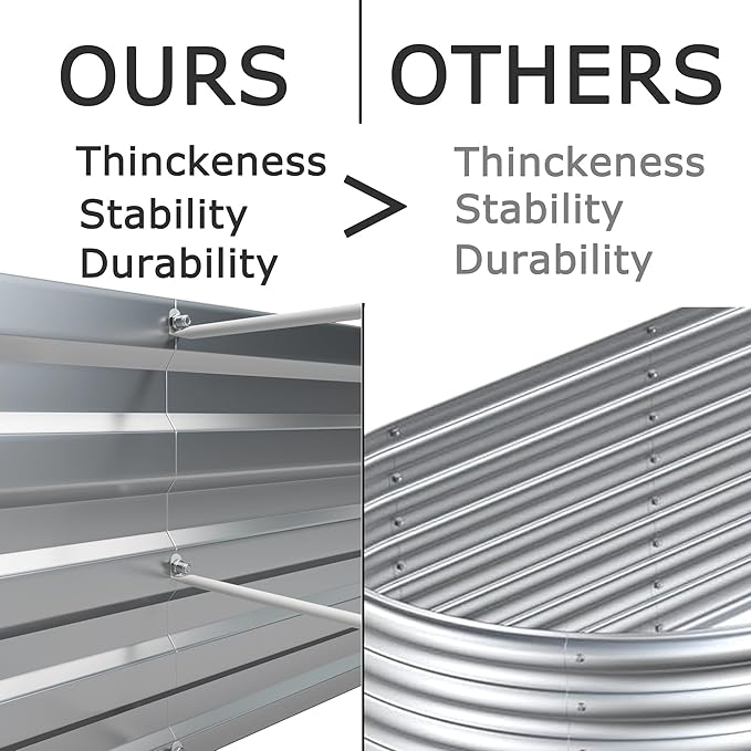 8x4x1ft(2 PCS) Galvanized Raised Garden BedOutdoor Planter Box Metal Patio Kit Planting Bed for Vegetables Flowers HerbSilver