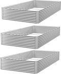 3 Pack Corrugated Galvanized Steel Raised Garden Bed Outdoor Metal Above Ground Garden Bed for Vegetables and Flowers Rectangle Raised Beds for Gardening-36x18 inch