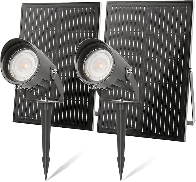 Solar-powered landscape spotlight ultra-bright solar light for outdoor use IP67 waterproof remote control with 3 light colors and adjustable brightness suitable for gardens and courtyards 2-Pack