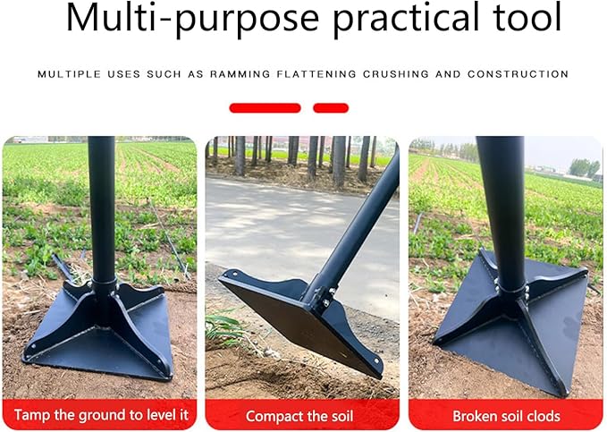 10 in Heavy Duty Steel Tamper Yard Soil Compactor for Landscaping Compacting Soil Gravel Asphalt Durable Hand Tamp Tool with Adjustable Handle(48 Length) (10 in)