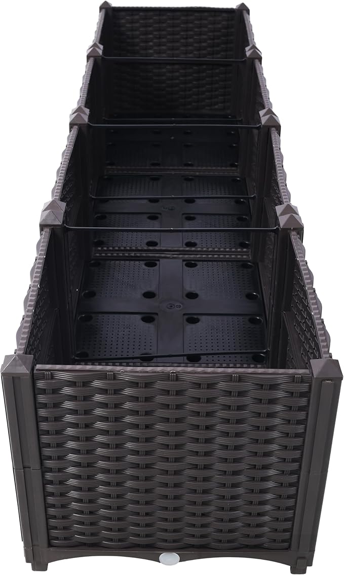 LIFE SKY Self-Watering Raised Garden Bed Planter Box: 63 L Plastic Plant Container with Modular Design - Urban Balcony Growing Solution for Vegetables Herbs &amp Flowers