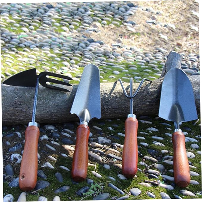 4pcs Mini Garden Tool Set Sturdy Iron Shovel and Spade Handle for Planting Transplanting and Weeding Gardening Equipment for Plant