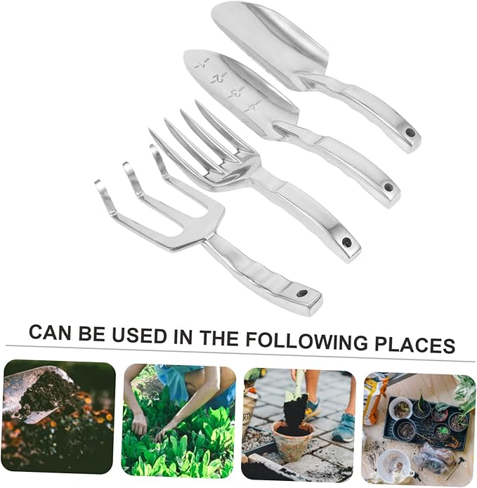 1set Multi-Purpose Garden Tool Set Gardening Shovels for Planting Weeding and Soil Loosening Ergonomic Handles Includes Large Shovel Measuring Rake and Cultivator