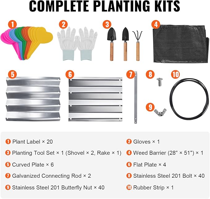VEVOR Raised Garden Bed 71.9 x 36.4 x 11 inch Galvanized Metal Planter Box Outdoor Planting Boxes with Open Base for Growing Flowers/Vegetables/Herbs in Backyard/Garden/Patio/Balcony Silver