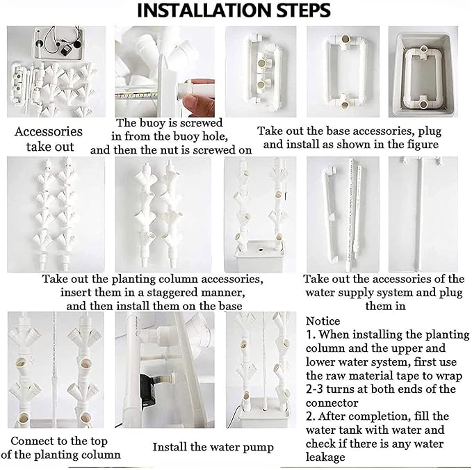 15 Floors 45 Holes Hydroponics Tower Set Hydroponic Growing System Hydroponic Growing Kit Aquaponics Growing System Hydroponics Vertical Growing System