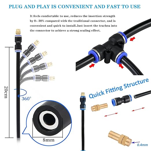 Update 82Ft Irrigation Copper Nozzle System Automatic Irrigation System with Replaceable 360°Bendable Sprayeratomizing Copper Nozzle for Watering System for Garden Plant Lawn Patio and Yard. (20)
