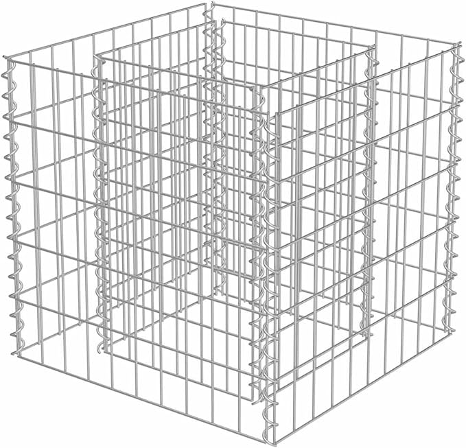 Galvanized Steel Gabion Raised Bed Durable Weather-Resistant High Load Capacity Reinforced Stability 19.7x19.7x19.7 in for Garden Balcony Patio Decor