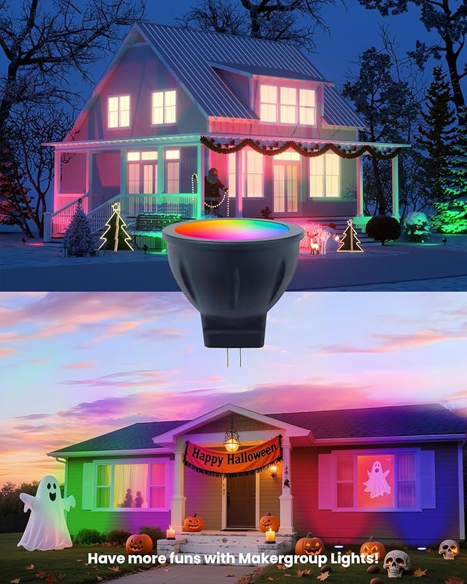 RGB MR11 LED Bulbs Color Changing GU4 Bi-pin Base Warm White+15 Multicolors and 4-Level Brightness on Remote Control 12V MR11 Halogen Bulb Replacement
