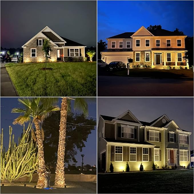 VENUS MANUFACTURING Landscape Lighting Low Voltage Landscape Spotlight Kits 20W Halogen Outdoor 145 Lumen Black Waterproof Flood Lights 12V 2800K Warm White Metal Tree Lights for Garden &amp Yard 6Pa