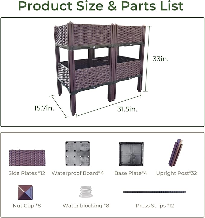 Doppy Planter Boxes Raised Garden BedPlanter Boxes Raised Garden Bed with Legs Set of 4 Planters for Outdoor Indoor Plants Elevated Garden Boxes Plant Pots for Flowers Vegetables Fruits Herbs