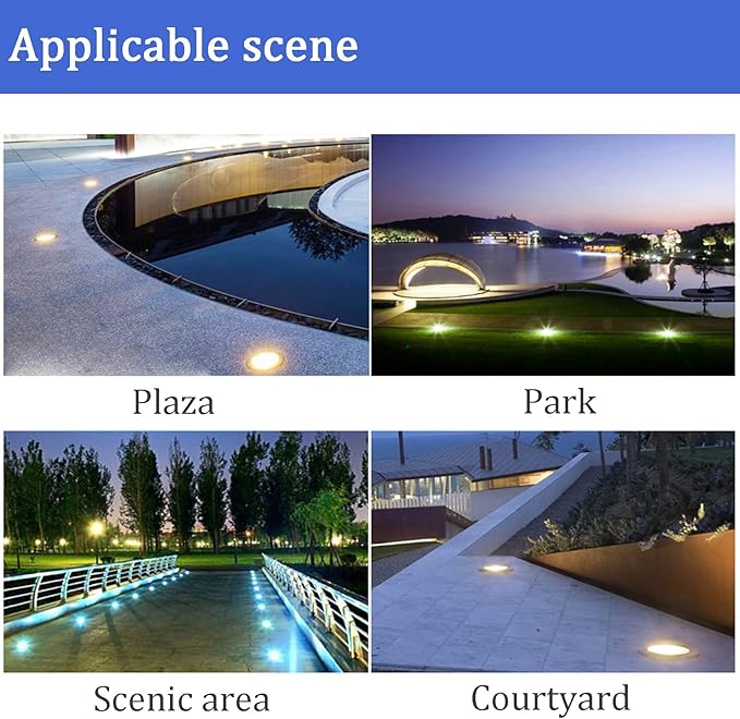 Outdoor Buried Spotlight Anti-Rust Aluminum Buried Light IP65 Waterproof Recessed Underground Lamp for Garden Bridge Hotel Landscape Lighting