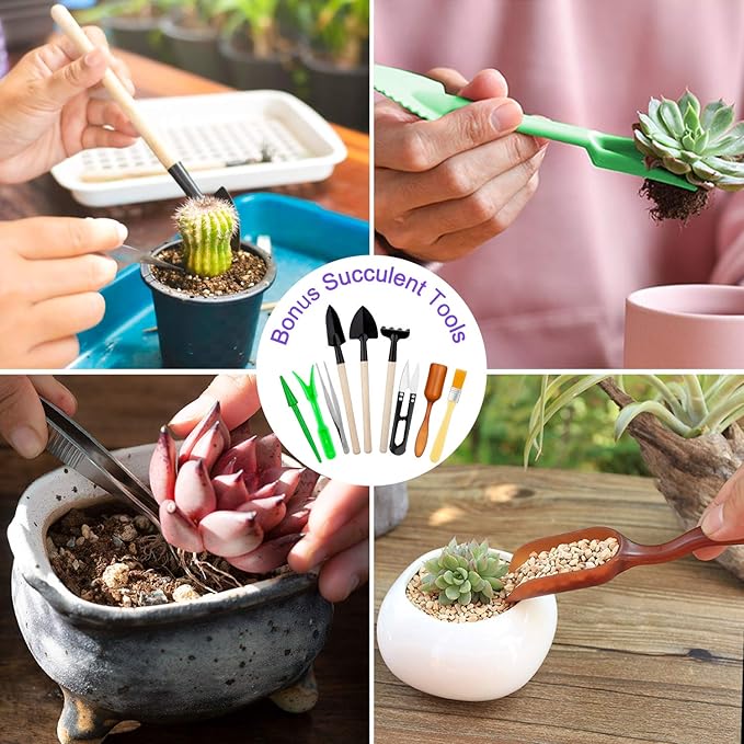 Garden Tools Set 83 Piece Succulent Tools Set Included Heavy Duty Aluminum Gardening Tools for Gardening Non-Slip Ergonomic Handle Durable Storage Tote Bag Gifts for Men Women