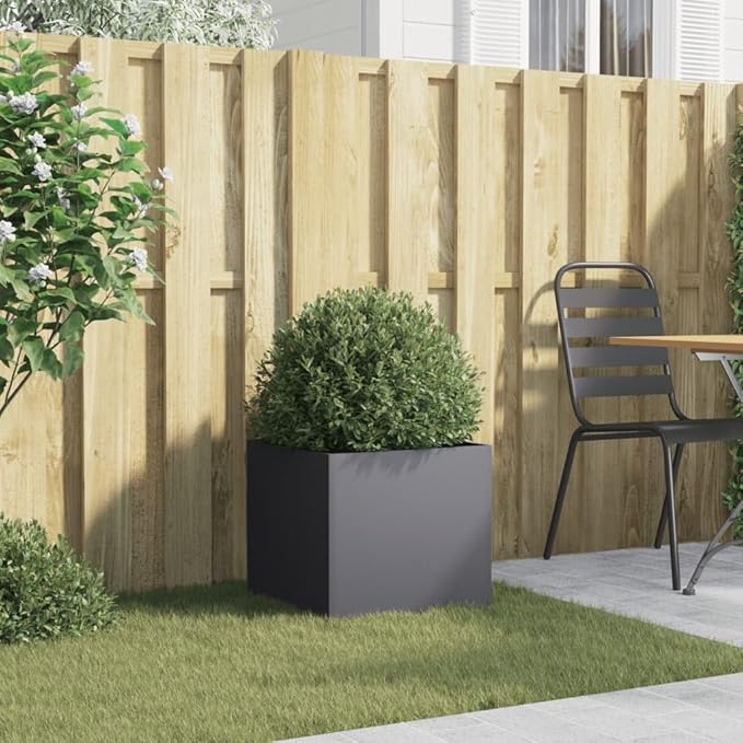Raised Planter Box Anthracite 16.5x15.7x15.4 Durable Cold-Rolled Steel Outdoor Elevated Planter for Flower Beds Vegetable Garden Patio and Garden Raised Bed