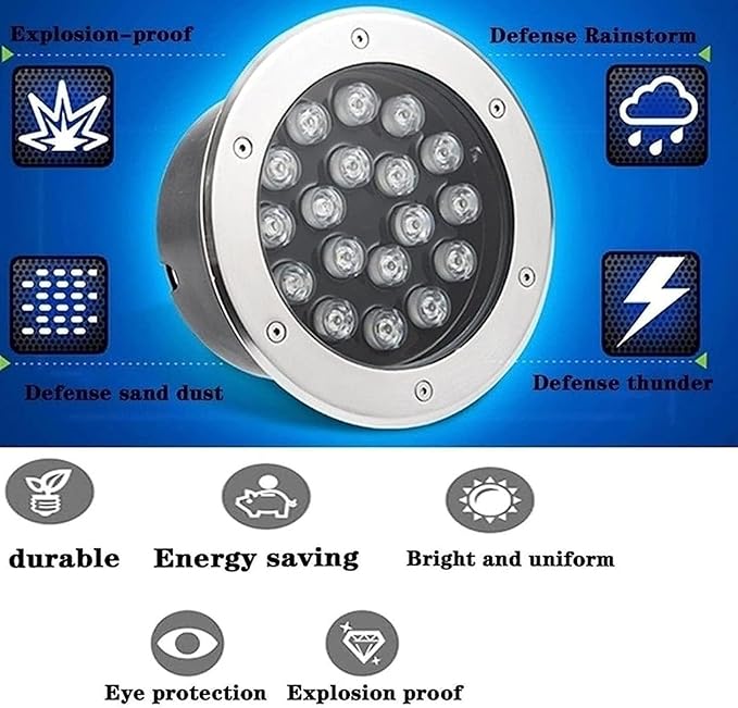 LED Outdoor Spotlight Floodlight - Ground Landscape Lights IP67 Waterproof Recessed Lamp Lighting for Garden Yard ConstructionWhite-24W()