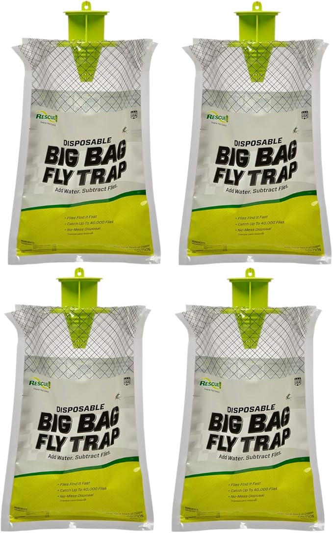 RESCUE! Big Bag Fly Trap – Disposable Outdoor Use - 4 Traps