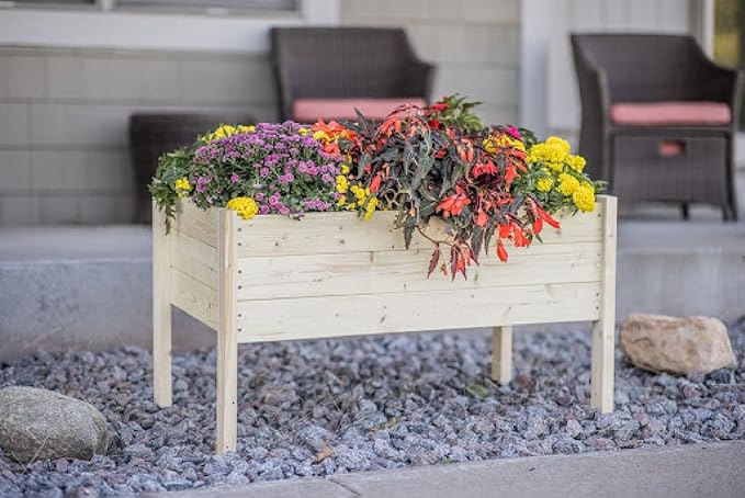 Zylina Wood Raised Garden Bed - L 38x24x22 Raised Planter Boxes for Outdoor with Legs Garden Beds Outdoors Grow Healthy Vegetables Herbs and Beautiful Flowers on Patio Balcony or Backyard.
