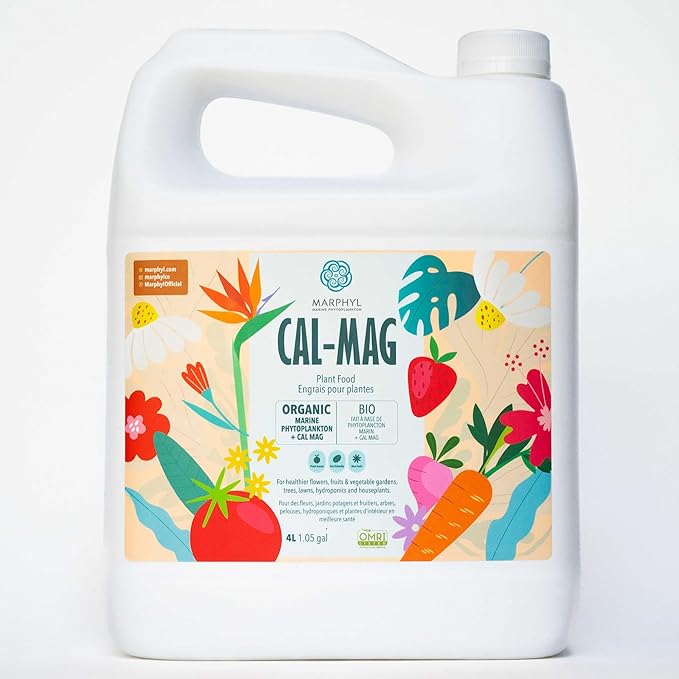 MARPHYL Organic Cal-Mag Liquid Fertilizer – Calcium &amp Magnesium Supplement to Correct Plant Deficiencies Supports Strong Growth for Garden Flowers Vegetables Succulents &amp Hydroponics