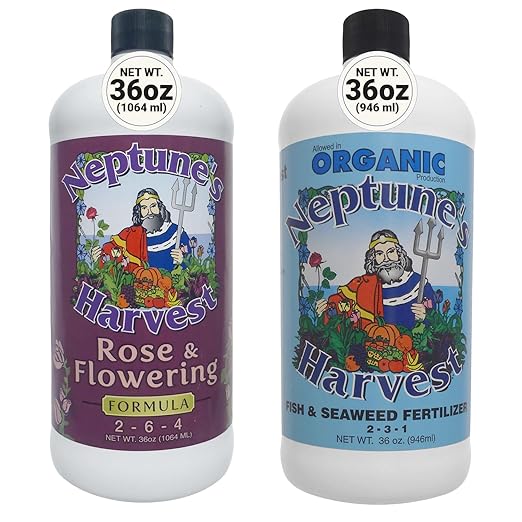 Neptune's Harvest Organic Plant Fertilizer | Liquid Fertilizer for Lawn Garden &amp Houseplant | Rich in Essential Nutrients | Rose &amp Flowering 2-4-2 (Quart) + Fish &amp Seaweed Plant Food 2-6-