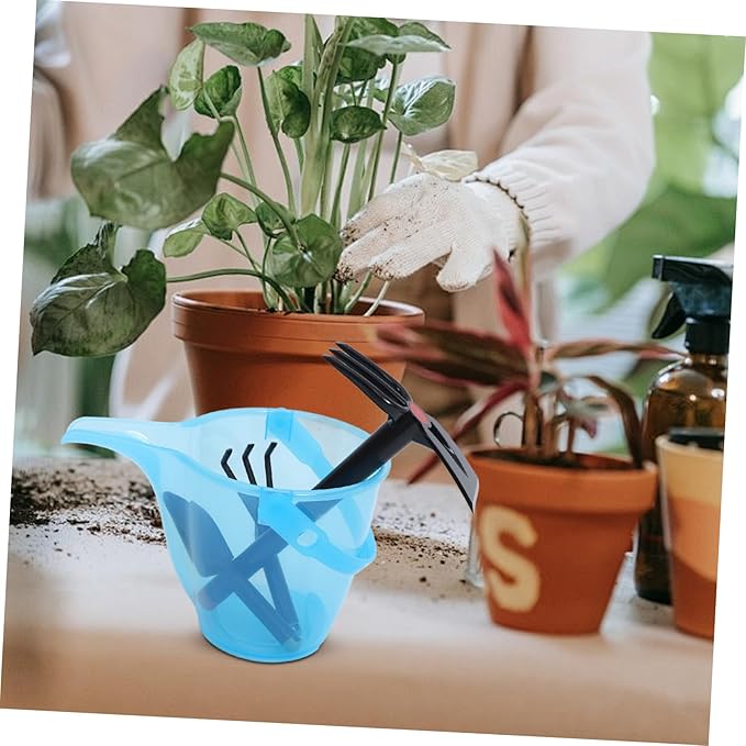 Garden Tool Set with Bucket Plastic Shovel and Soil Fork Lightweight Ergonomic Gardening for Beach Home Garden and Weeding Activities