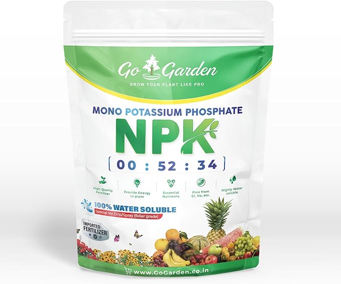 Go Garden MKP (Mono Potassium Phosphate) NPK 00 52 34 Fertilizers for Plants Garden &amp All Crops 900 G | Water Soluble Foliar Spray Nutrition