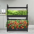 Hydroponics Growing System Kit with Universal Wheel Hydroponics Tower with Grow Light Auto Circulating Water System Adjustable Lamp Height for Fruits Vegetables