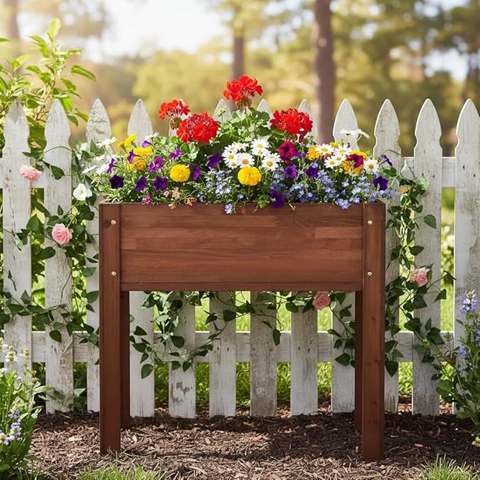 31x31x16 inch Raised Garden Bed with Legs Elevated Wooden Planter Box for Outdoor Plants Flowers Fruits Vegetable Herb Growingg
