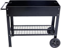 Black Elevated Mobile Metal Planter Garden Bed with Wheels &amp Lower Shelf Ergonomic Raised Bed for Backyard &amp Patio