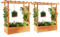MAT EXPERT Raised Garden Bed with Trellis &amp Hanging Roof Lattice Panel with Drainage Hole for Flower Climbing Plant Herb Planter Box for Garden Patio Yard (2 43.5 x 17.5 x 44 (L x W x H)
