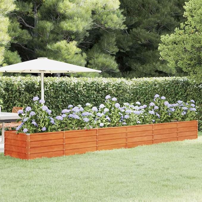 Garden Raised Bed Rusty Corten Steel 189x31.5x17.7 inches Rectangular Planter Box for Outdoor Plants Durable Metal for Gardening