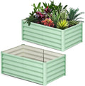 6x3x1.5 FT Galvanized Raised Garden Beds Large Raised Beds for Gardening Above Ground Garden Bed Outdoor Metal Planter Boxes Outdoor for Vegetables Flowers Fruits Olive Green 2 Pcs