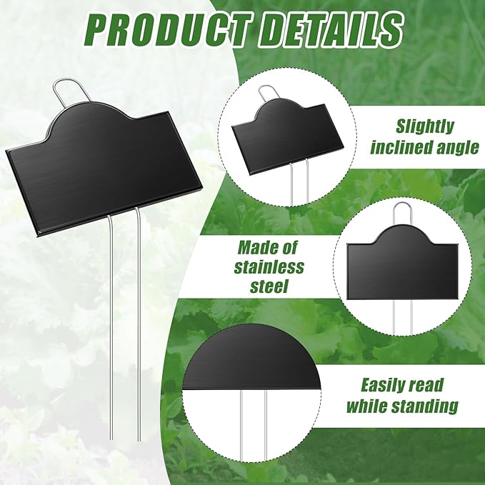 Landhoow 12 Pack Extra Large Metal Plant Labels 6 x 4 with 11'' Stake Stainless Steel 304 Garden Markers Waterproof Plant Marker Weatherproof Garden Signs for Vegetable Herb Flower Seed Greenhouse