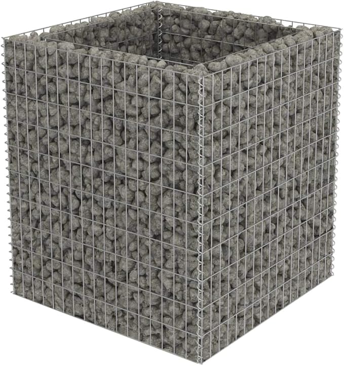 Gabion Planter Raised Bed Outdoor Garden Galvanized Steel Wire Mesh Grid Stone Wall Flower Raised Bed for Vegetables Flowers Plants 35.4 x 35.4x 39.4