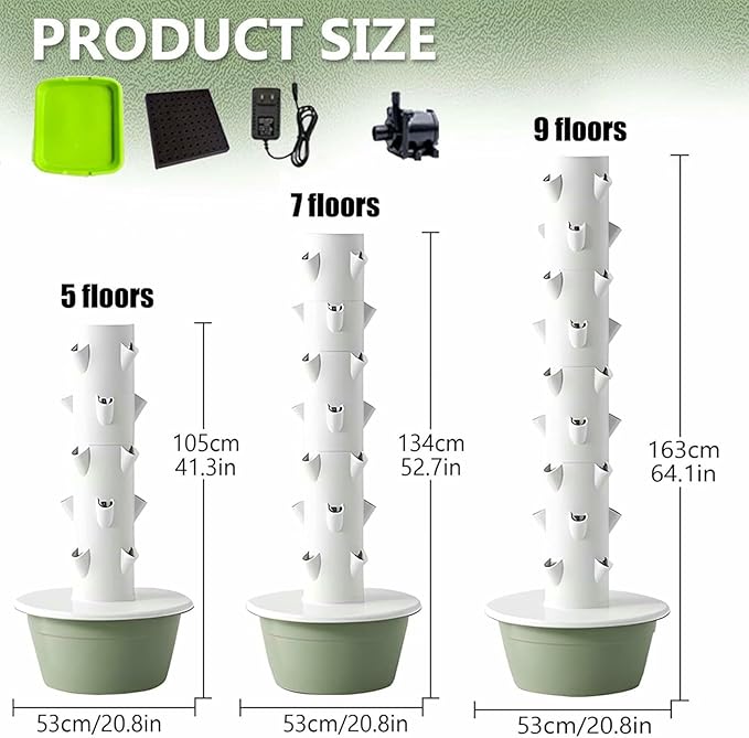 Vertical Hydroponic Grow Tower Aeroponic Tower Auto Water Circulate Hydroponics Tower Outdoor hydroponic System Towers for Gardening Lover-