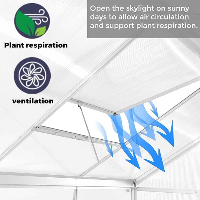 6 x 6 FT Greenhouse for OutdoorsAluminum Walk-in GreenhouseSilver