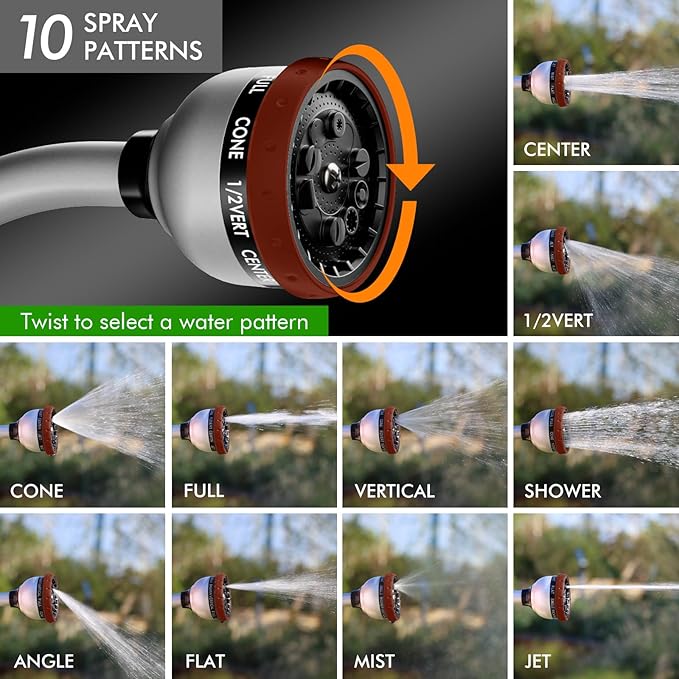 RESTMO Watering Wand Heavy Duty Metal Garden Hose Wand with 10 Spray Patterns 15-Inch Long Hose Nozzle Sprayer with Thumb Flow Control Ideal to Water Hanging Baskets and Shrubs Red