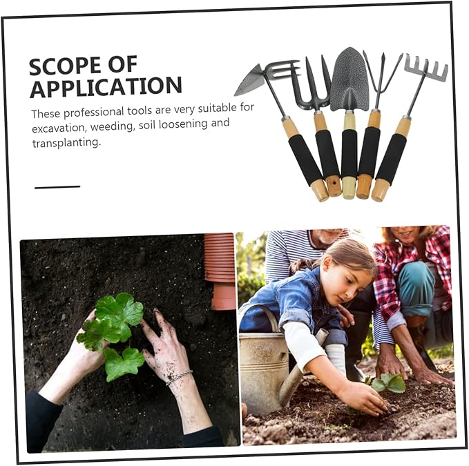 Leaf Scoops Hand Rakes Plant Shovel Gardening Tool Set 5pcs Garden Hand Tools for Planting Weeding Trimming