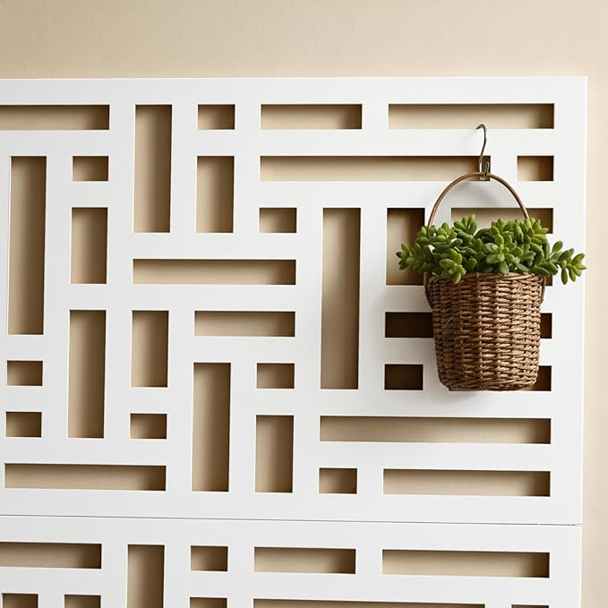 Outvita Metal Planter Box with Trellis 71’’ x 36’’ x 16’’ Raised Garden Bed with Drainage Holes for Climbing Plants Vegetables Vines Privacy Planters for Patio (White)