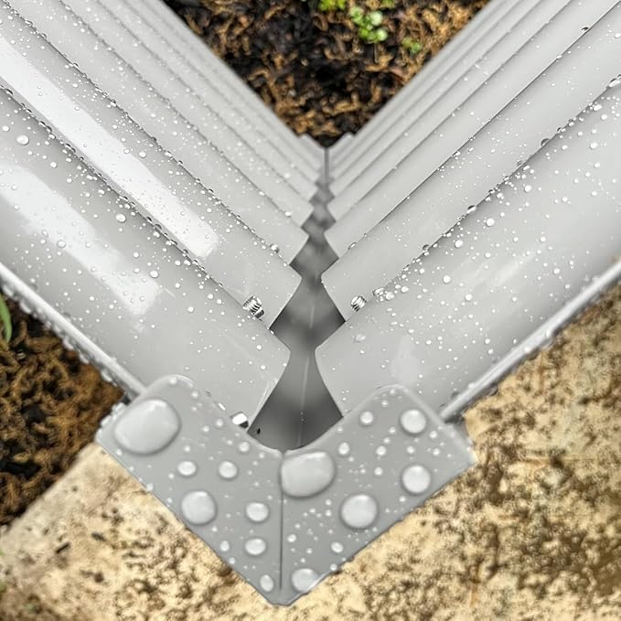 2 Packs Rectangular 8x3x2FT Galvanized Raised Garden Bed Kit Metal Ground Planter Box Outdoor Bottomless Planter Raised Beds for Vegetables Flowers Herbs Fruits Gray