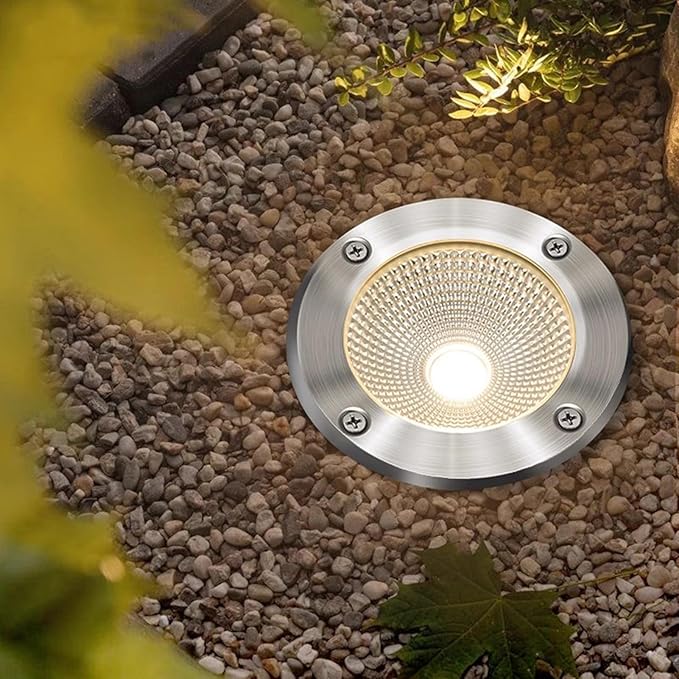 LED Underground Spotlight 20W/25W COB Ground Lights IP65 Waterproof Recessed Landscape Lamp for Garden &amp Deck Lighting (Red/Yellow)
