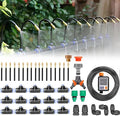 Automatic Drip Irrigation Kits 20-50m Garden Irrigation System Includes Watering Smart Timer &amp 360° Bending Dropper Atomizing Mist Nozzles Tee for Garden Watering System40m/131.2ft-WithTimer