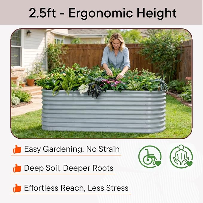 2-Pack 30 Extra Tall Galvanized Raised Garden Bed 8x2x2.5 ft Metal Planters for Outdoor Plants Heavy Duty Flower Bed for Vegetable Garden Bed Outdoor Large Planter Box - Moss Green