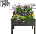 Raised Garden Bed 2-Tier Elevated Planter Box with Legs &amp 8 Drainage Holes Outdoor Garden Planter Container for Porch Patio Garden Backyard