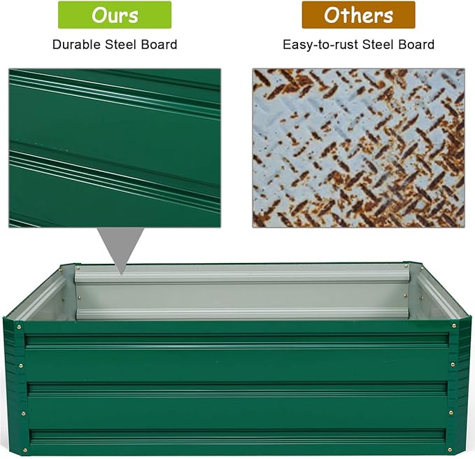 S AFSTAR Galvanized Raised Garden Beds Outdoor Metal Raised Garden Bed w/Durable Steel Board Premium Planter Box for Vegetables Flowers Herb Backyard Patio Balcony (39.5 L x 31.5 W x 12.0 H)