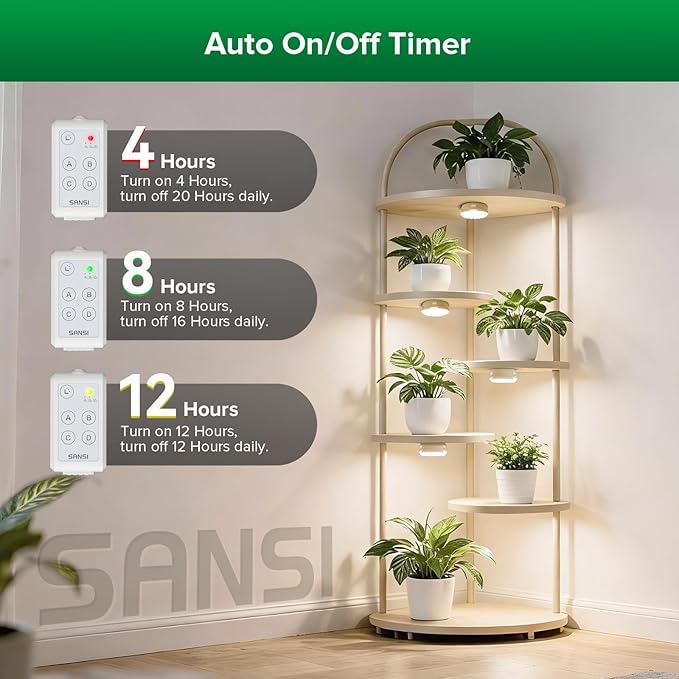 SANSI LED Grow Lights for Indoor Plants Lifetime Free Bulb Replacement 300W Full Spectrum+20W(5W*4) Puck Grow Lights for Indoor Plants