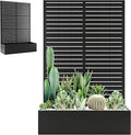 Metal Planter Box with Trellis Large Raised Garden Beds with Trellis for Climbing Vegetables Plants Privacy Screen Planter Box with Drainage Holes for Patio (47L×16W×71H Black Blinds)