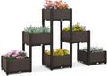 HAPPYGRILL Outdoor Raised Garden Bed 6 Raised Planter Box with Removable Legs &amp Brackets Self-Watering System Drainage Holes Raised Beds for Gardening Vegetables Fruits Flowers Herbs