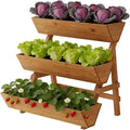 3-Tiers Wooden Raised Garden Bed Tiered Planter Box Flower Pots Vertical Garden Planter Wood Plant Stand for Vegetables Flowers Herbs for Patio Balcony Freestanding (Brown L)