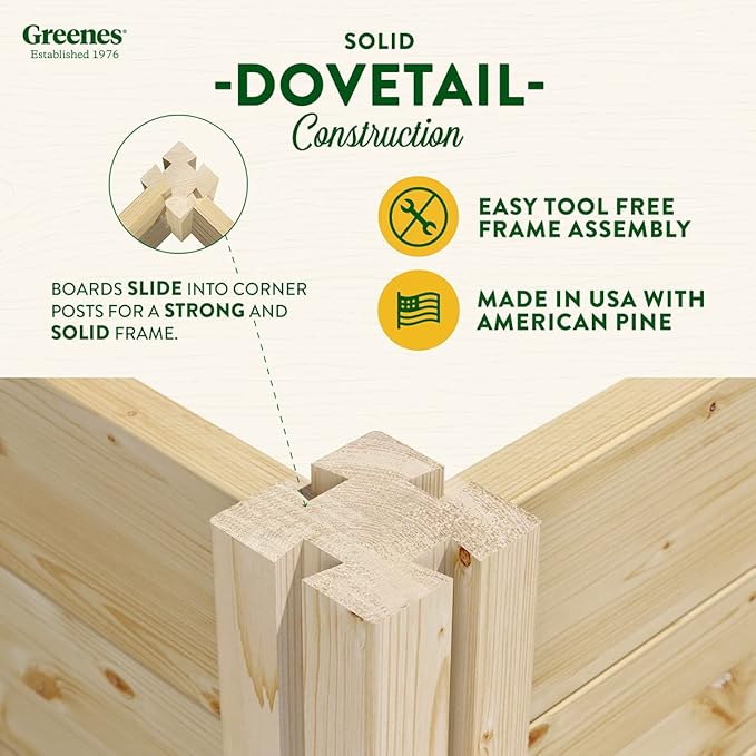 Greenes Fence Original Pine Raised Garden Bed 2' x 8' x 10.5 - Made in USA with American Pine