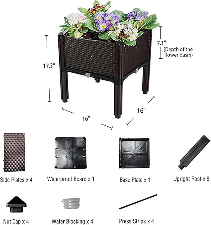 Plastic Elevated Planters for Raised Garden Bed with Legs for Outdoor Plants Box Kits with Drainage Holes for Patio Deck Balcony to Planting FlowersVegetablesTomato and Herbs
