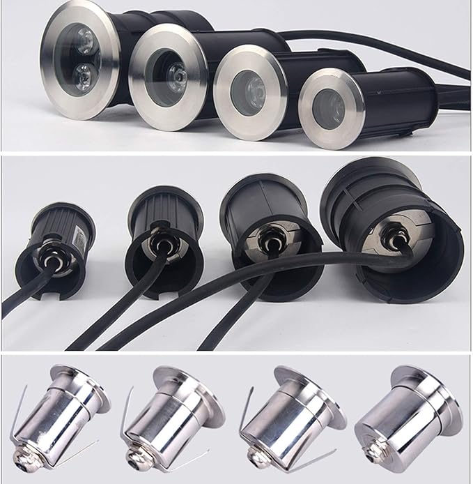 3PCS Ground LED Landscape Lights - Recessed Underwater Light 12V/24V Miniature Underwater Recessed Spotlight IP68 Waterproof Saltwater Pool Light for Swimming Pool OuYellow-52x85mm(24V)